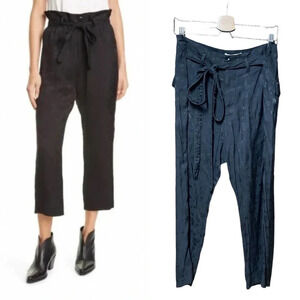 THE GREAT. The Convertible Floral Jacquard Crop Trousers Black Size 2 /‎ US M